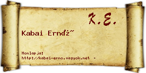 Kabai Ernő névjegykártya