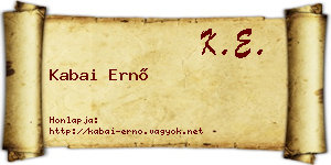 Kabai Ernő névjegykártya